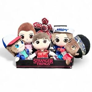 Stranger Things 8” Plush Set Of 6 Steve, Eleven, Dustin, Lucas, Will, Demogorgon